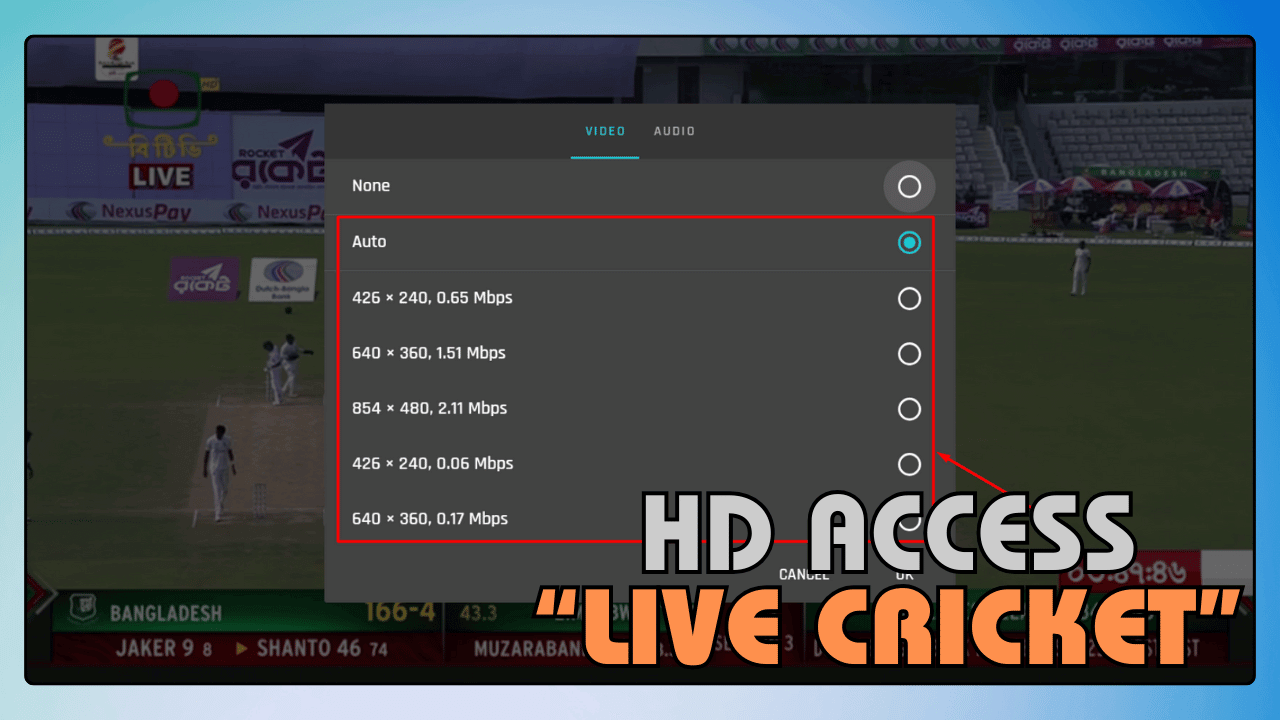 Access Live Cricket in HD
