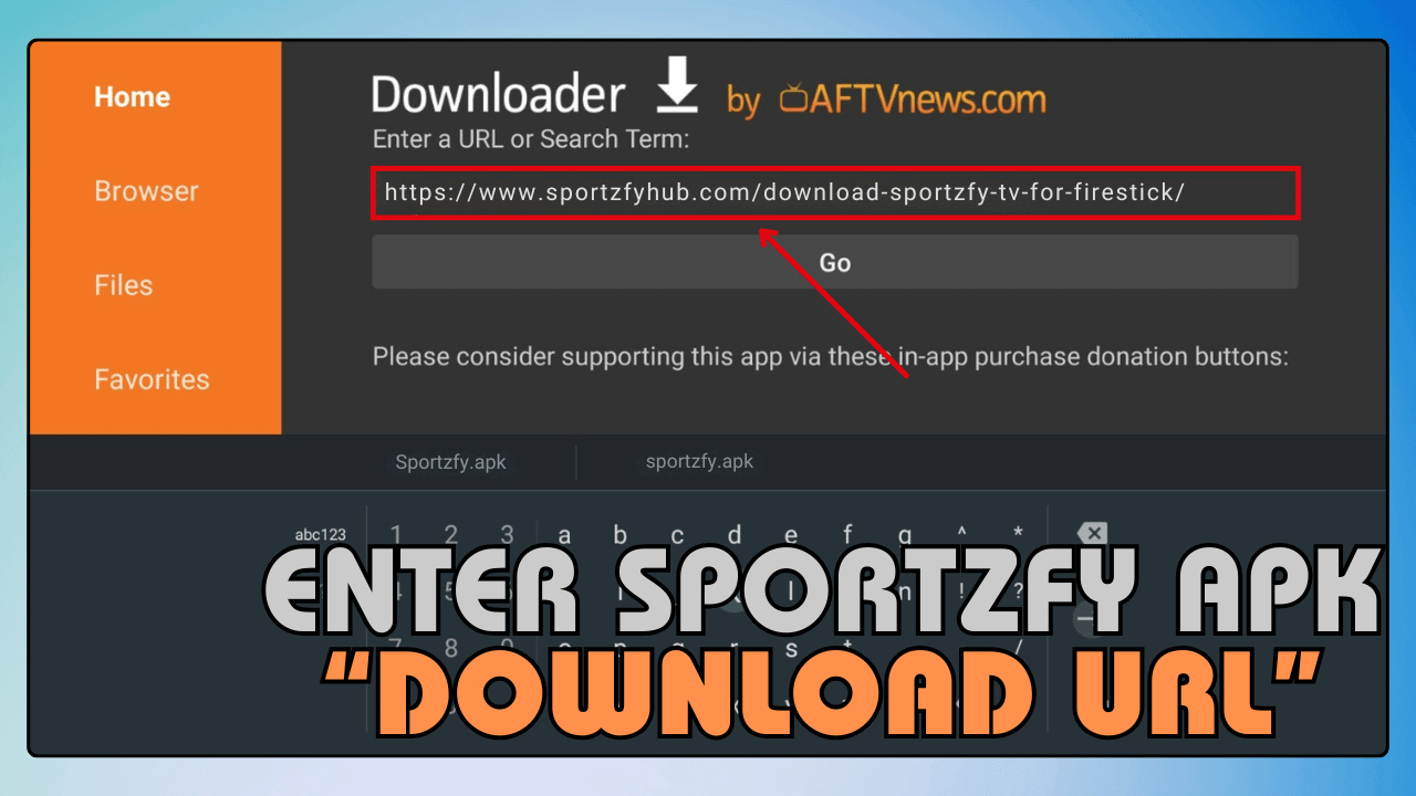 Enter Sportzfy TV APK Download URL