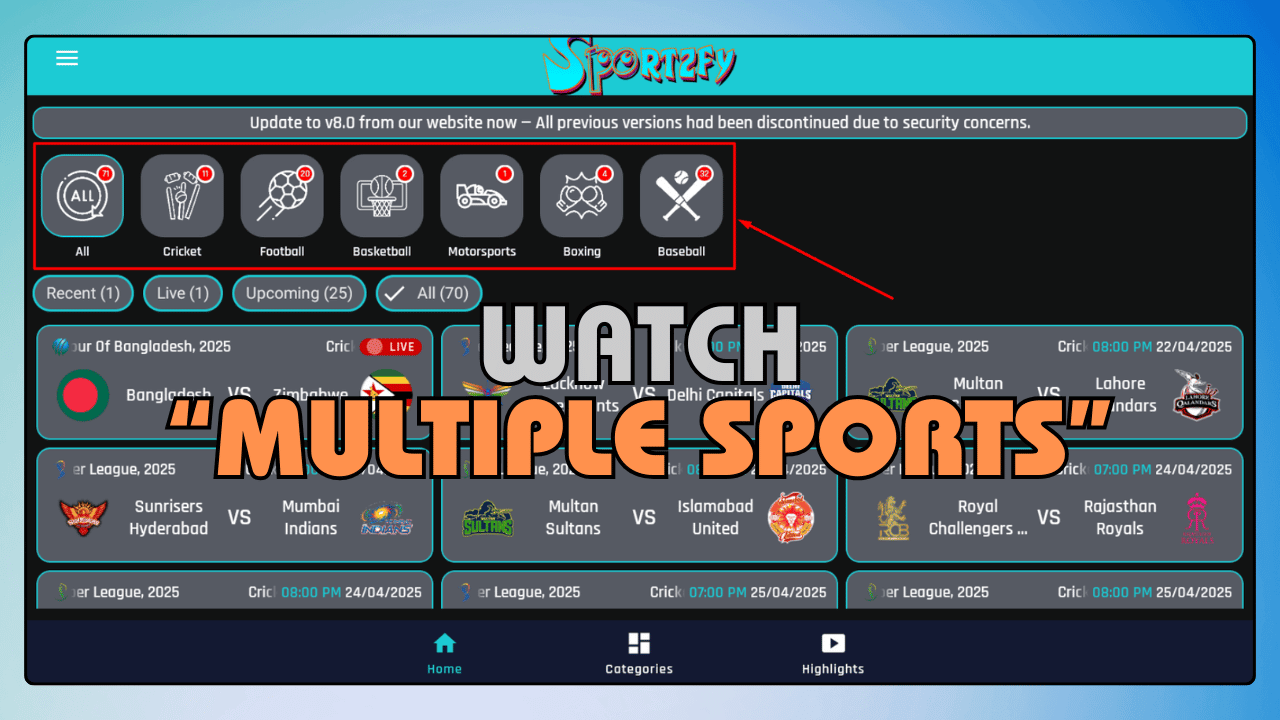 Watch Multiple Sports in One App