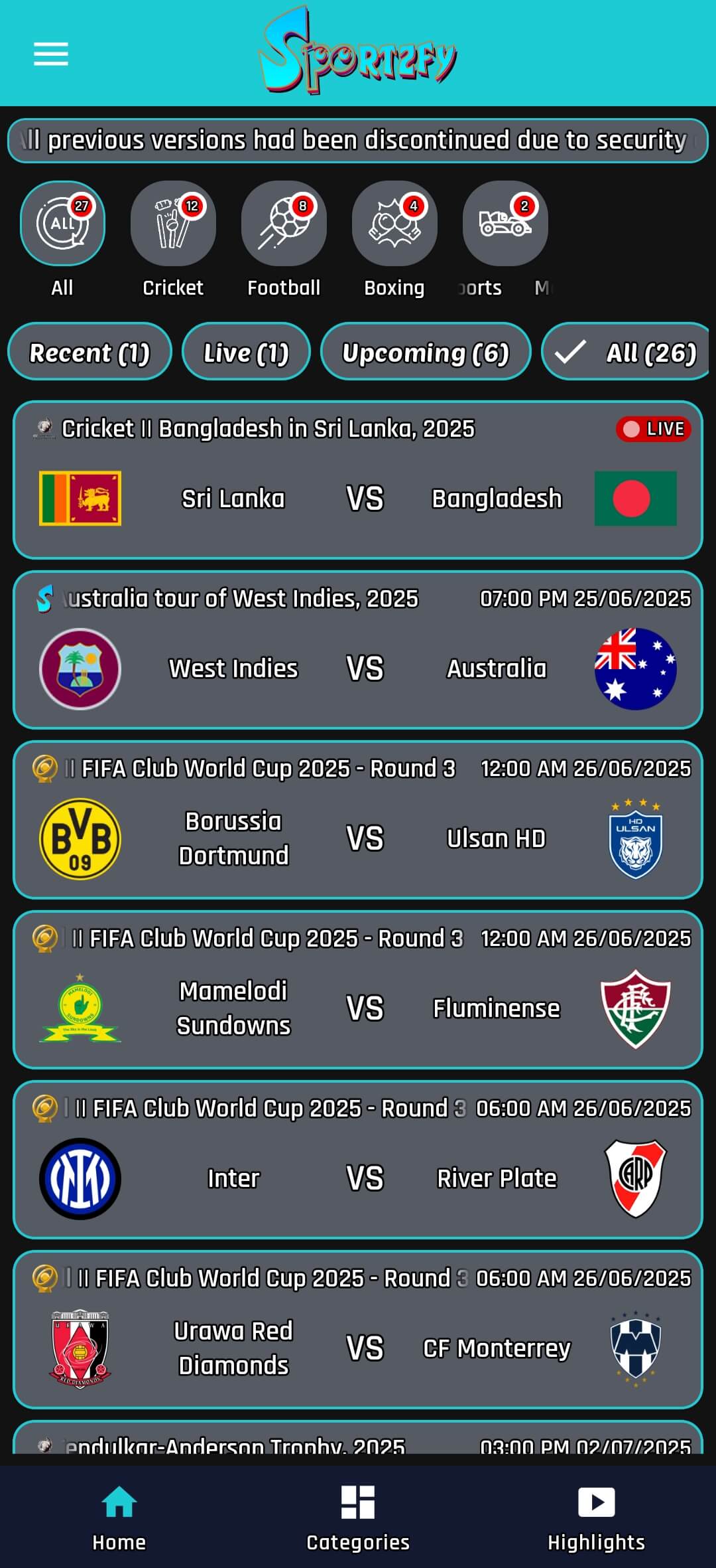 Browse Sports Schedule or Use Search